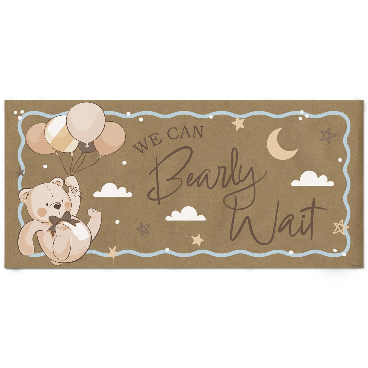 Big Dot of Happiness We Can Bearly Wait Kraft Paper Banner, Teddy Bear Baby Shower Banner, Printed Brown Paper Party Sign Decoration – 1 Count